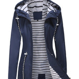 Unisex lang jakke – Vandtæt – Afslappet pasform – Hætte med snøre – Fuld lynlås