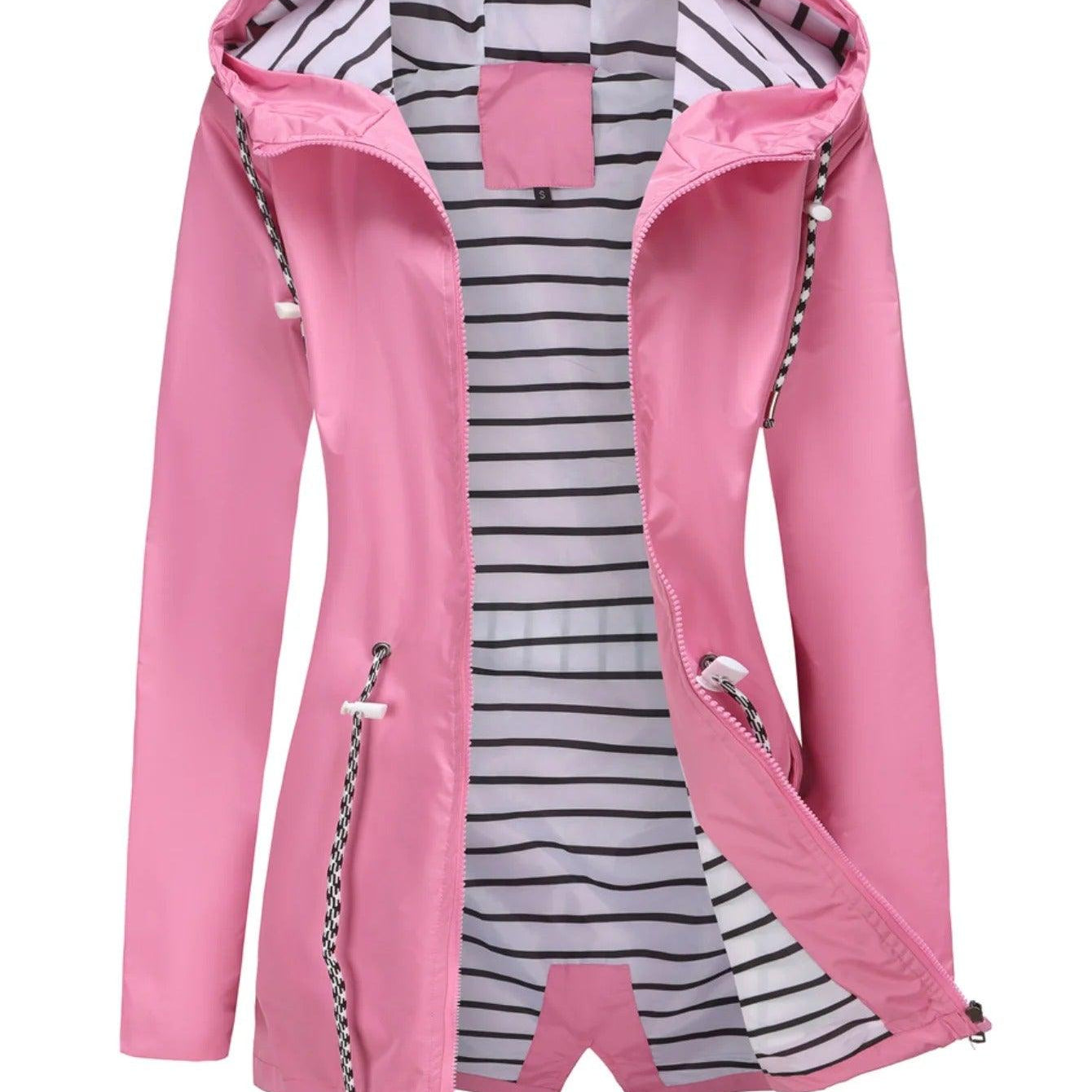 Unisex lang jakke – Vandtæt – Afslappet pasform – Hætte med snøre – Fuld lynlås