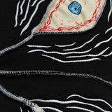 Mørk gotisk hættetrøje med ondt øje og hiphop-design