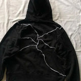 Mørk gotisk hættetrøje med ondt øje og hiphop-design