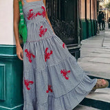 Udsøgt broderet midi-tankkjole, charmerende til fester