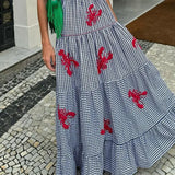 Udsøgt broderet midi-tankkjole, charmerende til fester