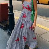 Udsøgt broderet midi-tankkjole, charmerende til fester