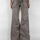 Slim jeans med patchwork-seler, rock-stil