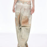 tie-dye denimjeans med vide ben og løstsiddende pasform