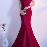 Maxi stropløs havfrue-aftenkjole uden sløjfe