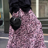 Midi-nederdel med vintage-print og svaj