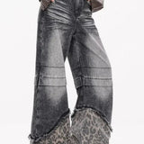 Jeans med brede ben og leopardprint