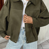 pilotjakke med ruskindslook-krave med hak