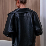 Langærmet PU-læderjakke