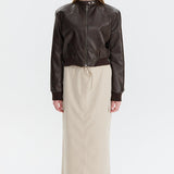 PU-læder pilotjakke med lynlås