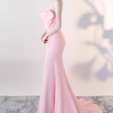 Maxi stropløs havfrue-aftenkjole uden sløjfe