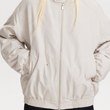 Overdimensioneret, varm jakke med vintage-ternmønster, opretstående krave og paneler