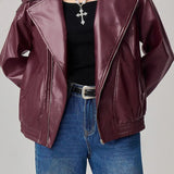 oversized læderjakke med lange ærmer