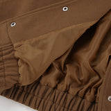 Tyk brun uldfrakke med elastisk kant