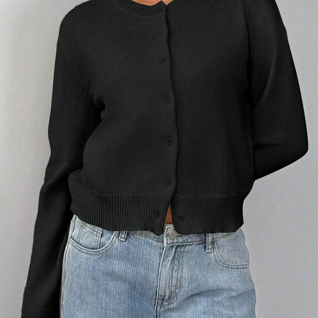 Let cardigan med rund hals og knapper