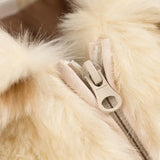 Varm og luftig imiteret pelsfrakke med leopardprint