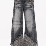 Jeans med brede ben og leopardprint