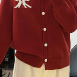 Rund jacquardcardigan med blød knude