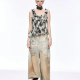 tie-dye denimjeans med vide ben og løstsiddende pasform