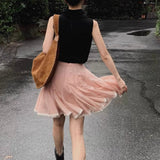 Flagrende, røget pink mini prinsessenederdel