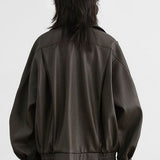 Oversized bikerjakke i læder