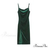 Charmerende Festive Cheer fløjls midikjole med slids