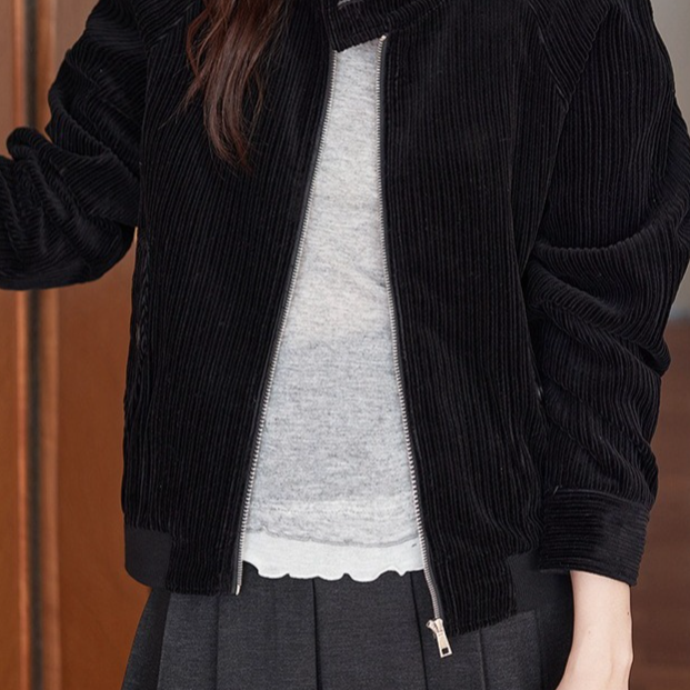 Vintage corduroy cropped jakke med opretstående krave