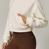 Atletisk fleece yogajakke med opretstående krave og lynlås