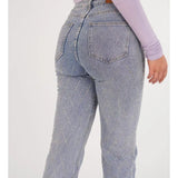 Damebukser - Højtaljet - Vide ben - Diamantmønster med nitter - Elegant stil