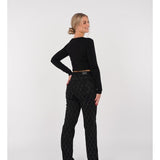 Damebukser - Højtaljet - Vide ben - Diamantmønster med nitter - Elegant stil