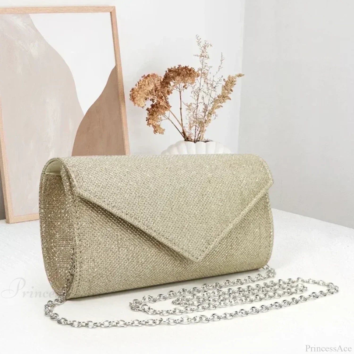 Paillet-aftenclutch med kæde