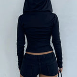 Little Devil gotisk stil smal cropped hættetrøje Y2K