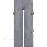 Afslappede grå cargobukser med indsyede lommer