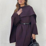 Grå uldfrakke med nedhængt krave