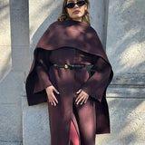 Grå uldfrakke med nedhængt krave