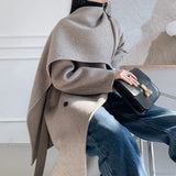 Håndlavet kashmiruldfrakke med bælte