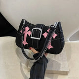 Skuldertaske i kanvas med metalspænde