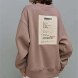 Oversized sweatshirt med rund hals og tryk med tykke ribbede mærker