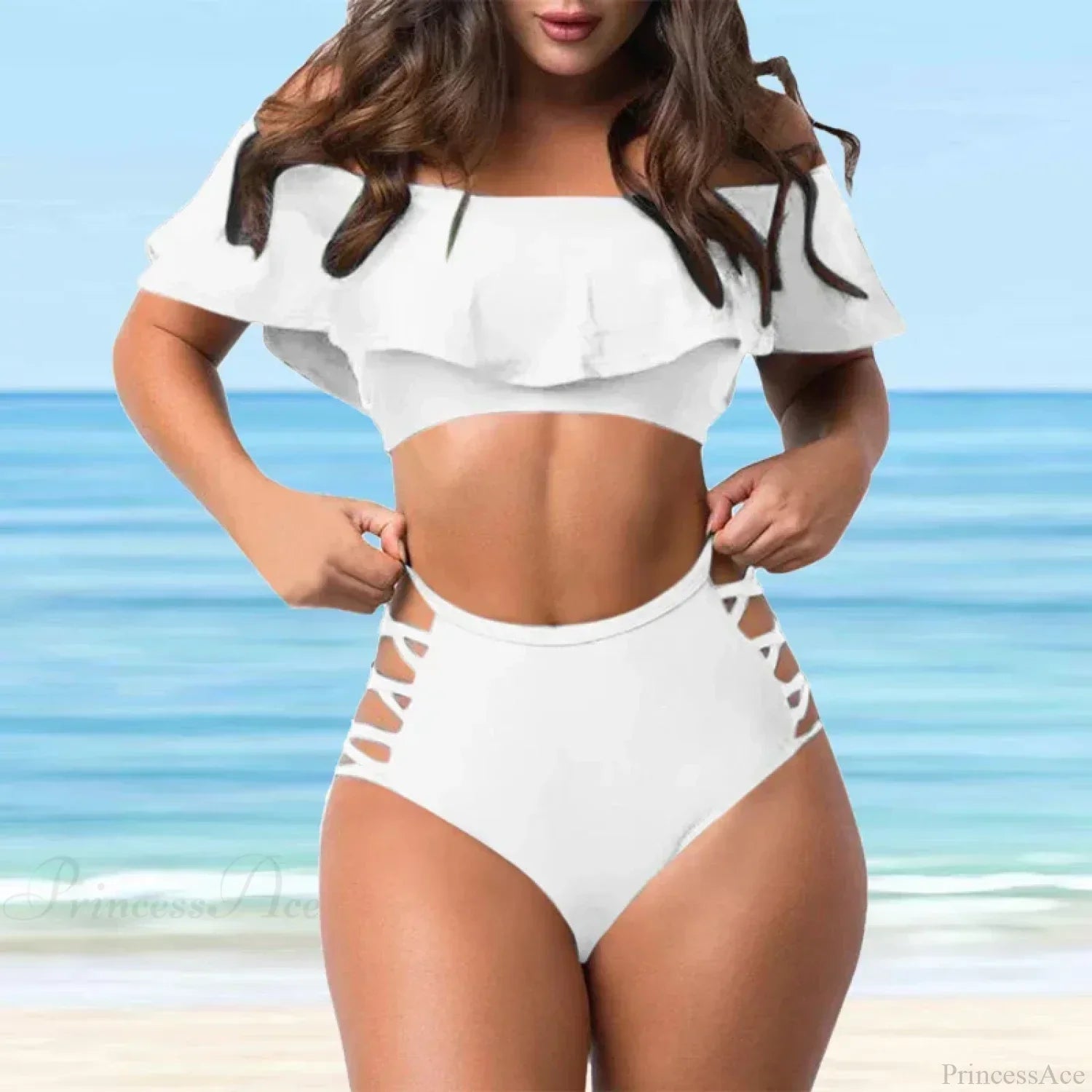 Todelt sæt: højtaljet tanktop med mønster