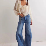 Højtaljede jeans med vide ben og afslappet pasform, ankellange