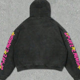 Oversized hættetrøje med bogstavprint i hiphop-rockstil