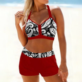 Dame 2-delt badedragt – Halterudskæring – Komfortable højtaljede shorts