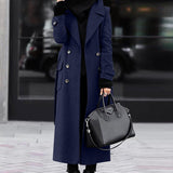 Lang damefrakke – Uld – Tætsiddende snit – Elegant dobbeltradet