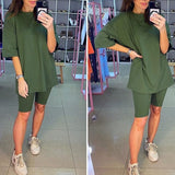 Damesæt i to dele – Tunika med bælte – Løstsiddende pasform – Let stof