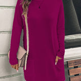 Dametunika – Blød bomuld – Løs pasform – Lange ærmer – Lommer foran