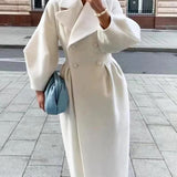 Dametrenchcoat – Svaj snit – Lang – Uld – Dobbeltradet med bælte