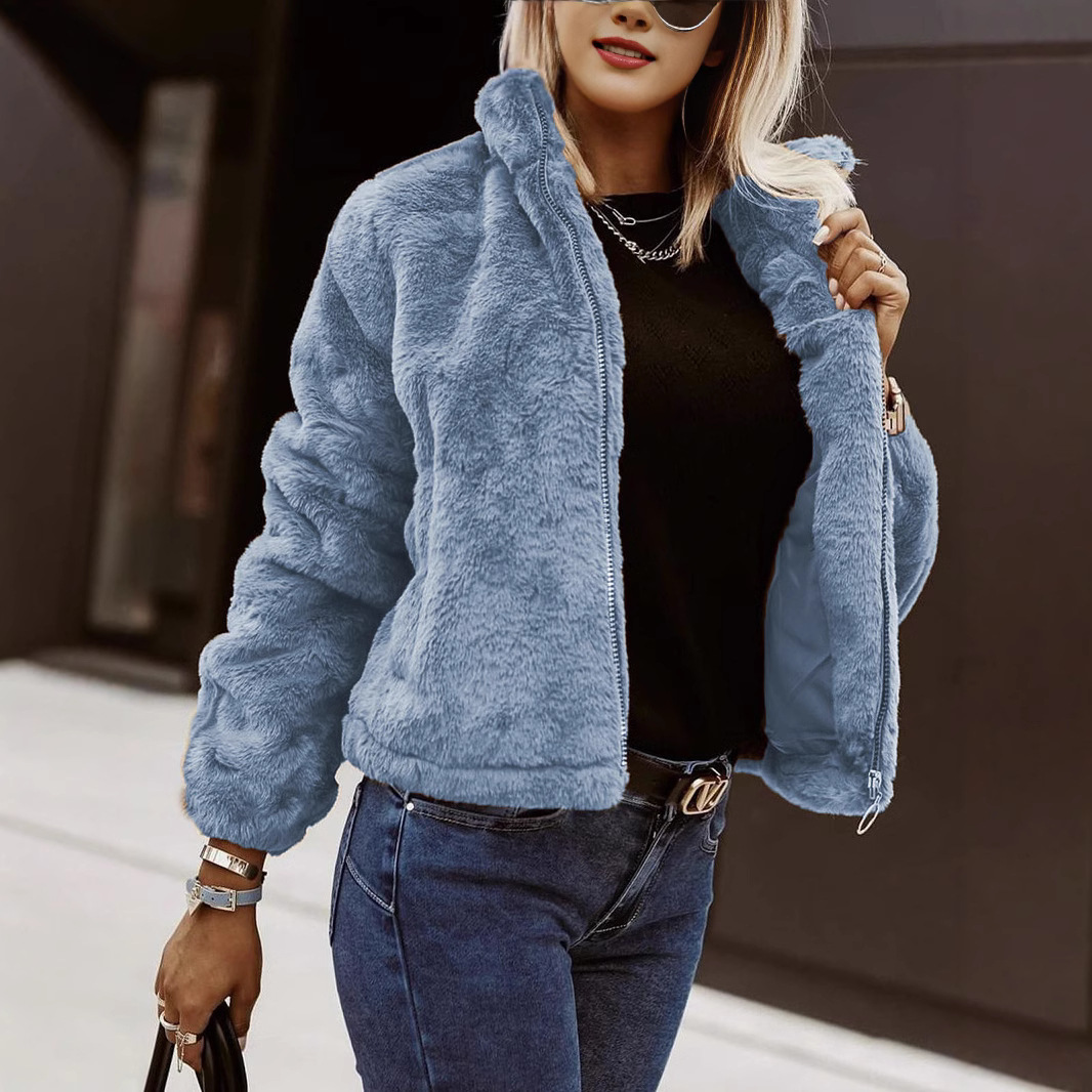 Damevest – Blød lædereffekt – Afslappet pasform – Ståkrave – Lynlås foran