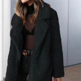 Dame teddyjakke – Oversized pasform – Lang længde – Hakkrave – Blød fornemmelse