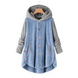 Damejakke med hætte – oversized pasform – blød fleece – knaplukning